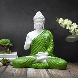 The Healing Spirit Blessing Buddha Statue : 1.25 Feet, Green