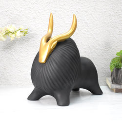 Black Yak with Golden Horn statue - deczo