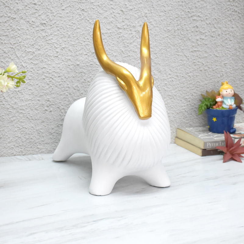 White Yak with Golden Horn statue - deczo