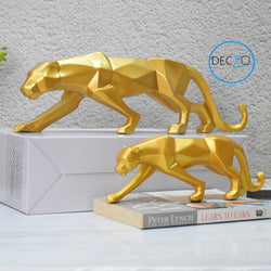 Combo of Geometric Panther Statues : Golden