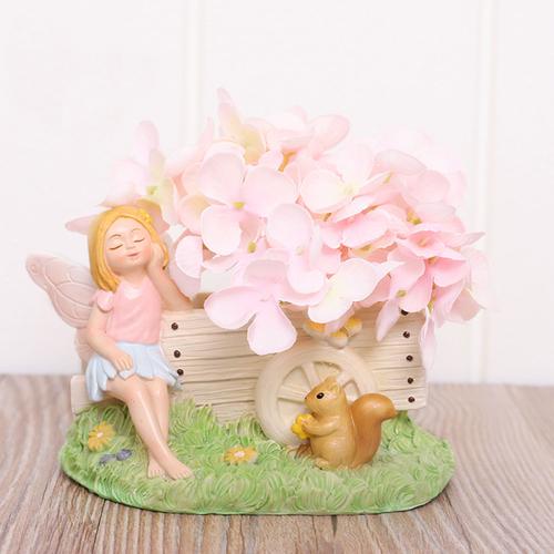 Beautiful Fairy Sitting with Cart Resin Succulent Pot - Deczo