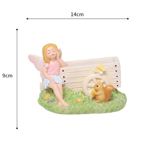 Beautiful Fairy Sitting with Cart Resin Succulent Pot - Deczo