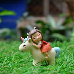Miniature Girl on Unicorn Decor - Deczo