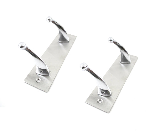 Set of 2 Brass Made Two Legs Platinum Look T11 Door Hanger, Clothes Hanger - Deczo