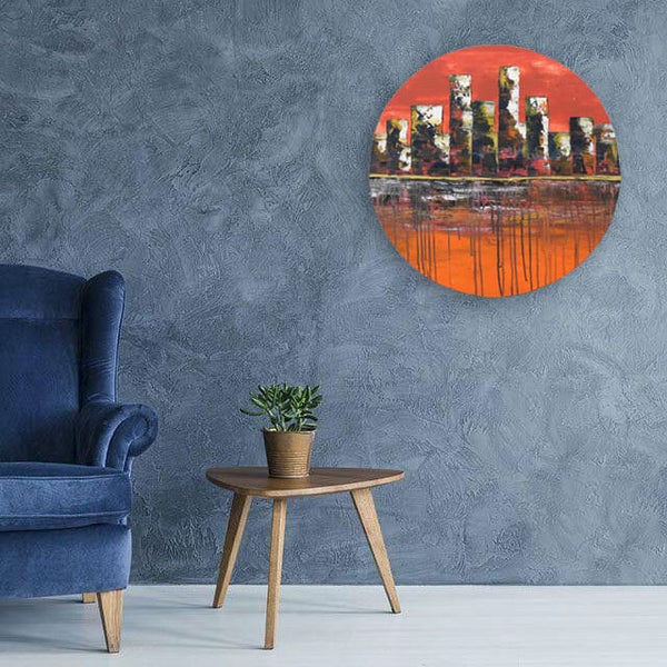 Orange Horizon, Acrylic on Canvas, Handmade, Wall Painting - Deczo