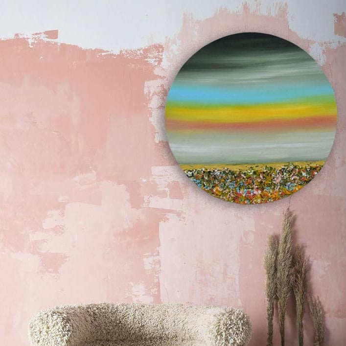 Deep Symphony, Acrylic on Canvas, Handmade, Round Wall Painting - Deczo