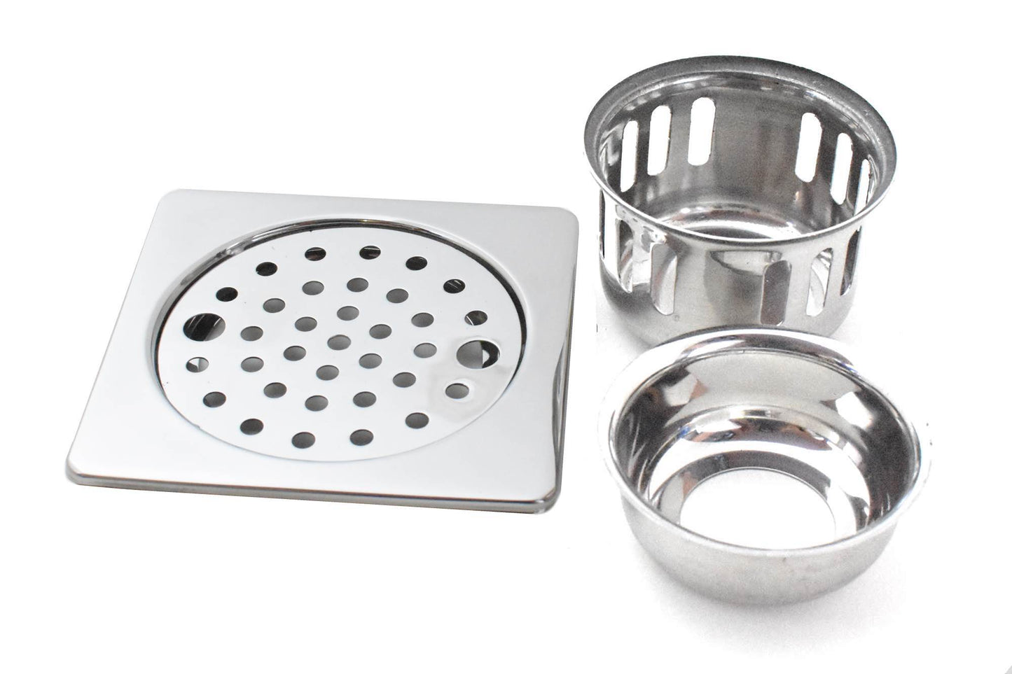 Set of 2 Stainless Steel  5 inch, Bathroom Jali ,Floor Traps, Gutter Jali /Drain Strainer - Deczo