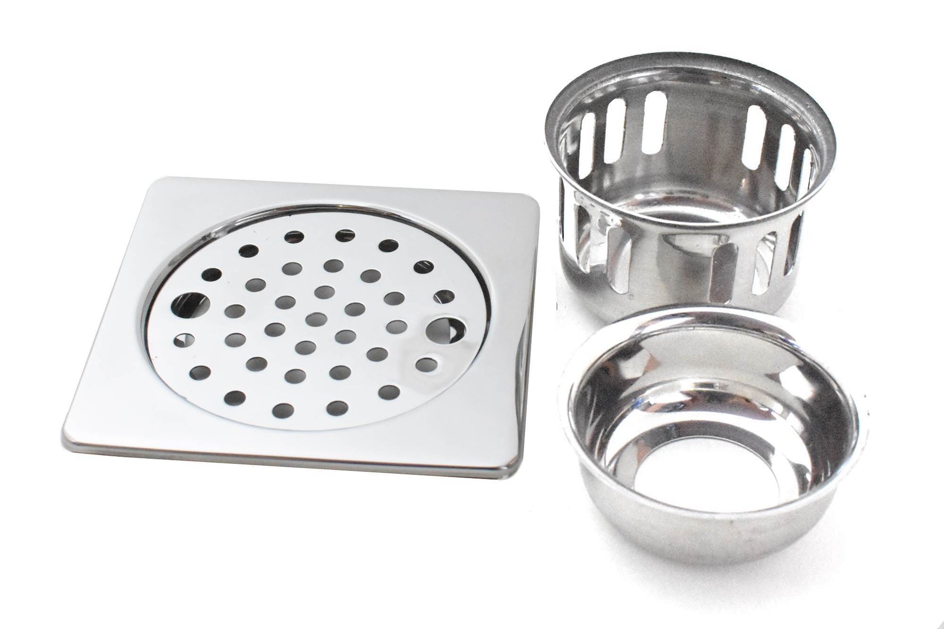 Set of 2 Stainless Steel  5 inch, Bathroom Jali ,Floor Traps, Gutter Jali /Drain Strainer - Deczo