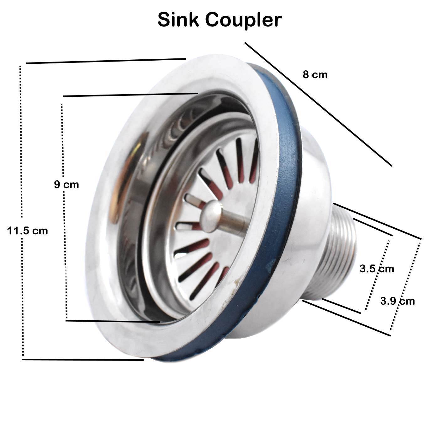 Set of 2 Heavy Steel 4.5  inch Waste Coupling for Sink/Wash Basin - Deczo