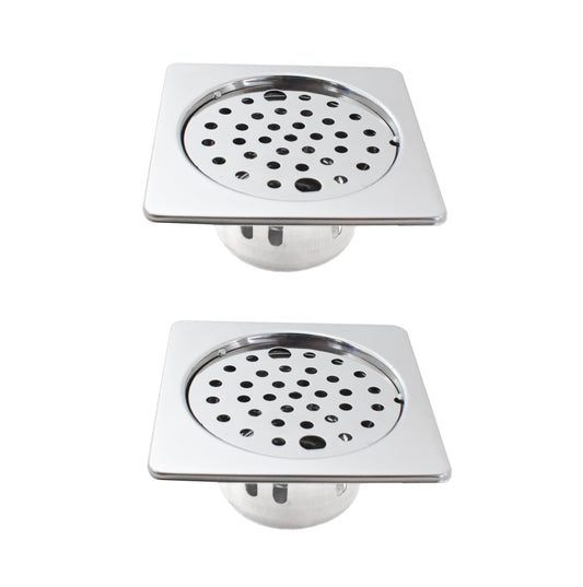 Set of 2 Stainless Steel  5 inch, Bathroom Jali ,Floor Traps, Gutter Jali /Drain Strainer - Deczo