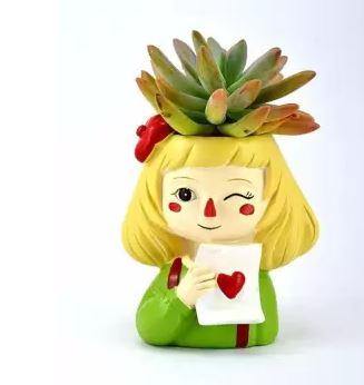 Winking Girl Resin Succulent Planter Pot for Table Decoration, Garden,Gifts - Deczo