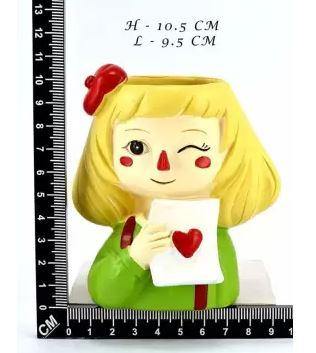 Winking Girl Resin Succulent Planter Pot for Table Decoration, Garden,Gifts - Deczo