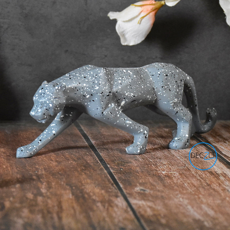 Geometric Panther Statue for Home Office Desktop Decoration Gift : 26 CM, Artistic Grey