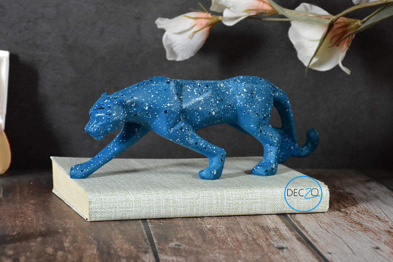 Geometric Panther Statue for Home decor Office table : Artistic Blue - deczo