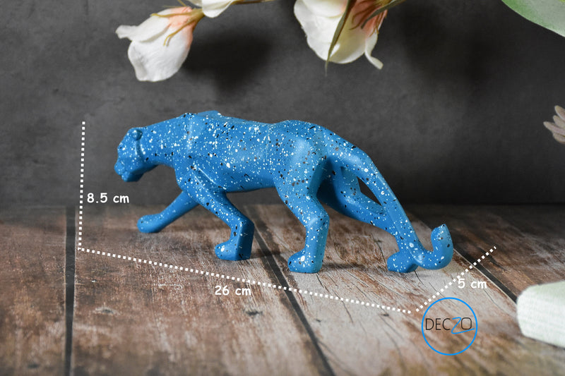 Geometric Panther Statue for Home decor Office table : Artistic Blue - deczo