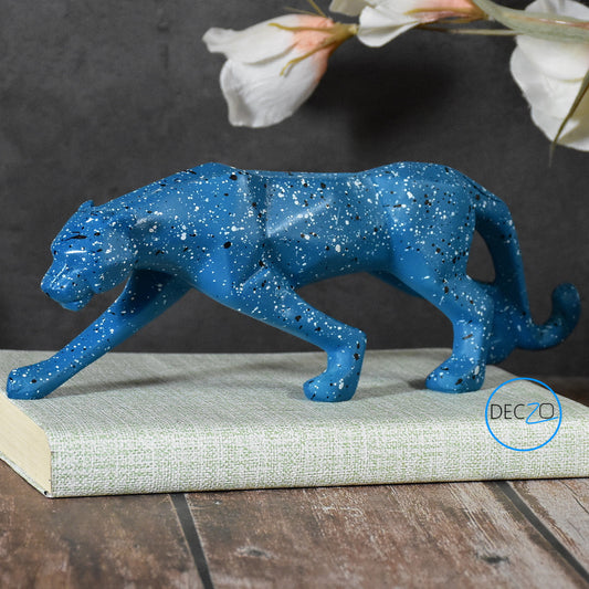 Geometric Panther Statue for Home decor Office table : Artistic Blue - deczo
