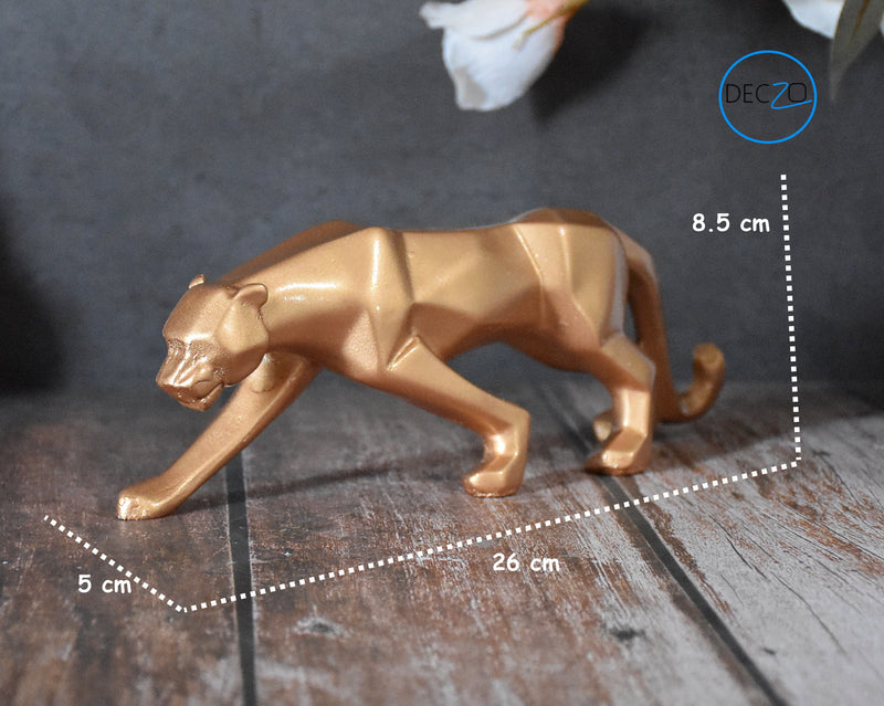 Geometric Panther Statue for Home Office Desktop Decoration Gift : 26 CM, Golden