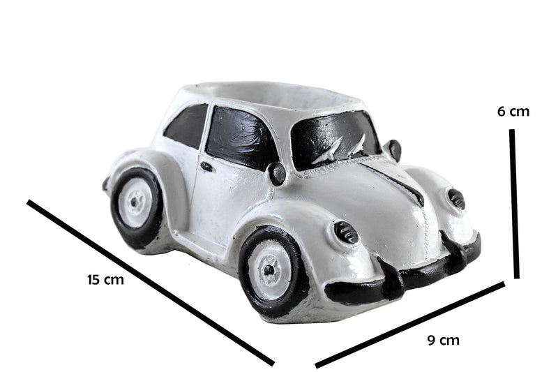 Retro Small Car Resin Succulent Pot for Table , Gift : White Color - Deczo