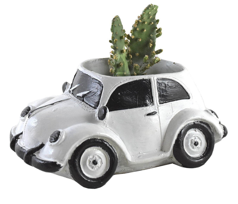 Retro Small Car Resin Succulent Pot for Table , Gift : White Color - Deczo