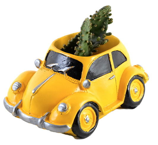 Retro Small Car Resin Succulent Pot for Table , Gift : White Yellow - Deczo