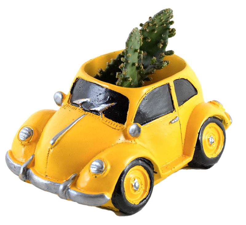 Retro Small Car Resin Succulent Pot for Table , Gift : White Yellow - Deczo