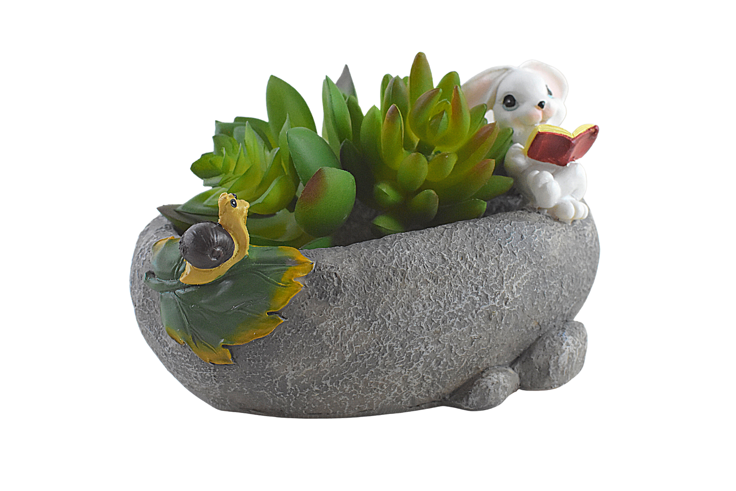 Cute Rabbit Reading Resin Succulent Pot - Deczo