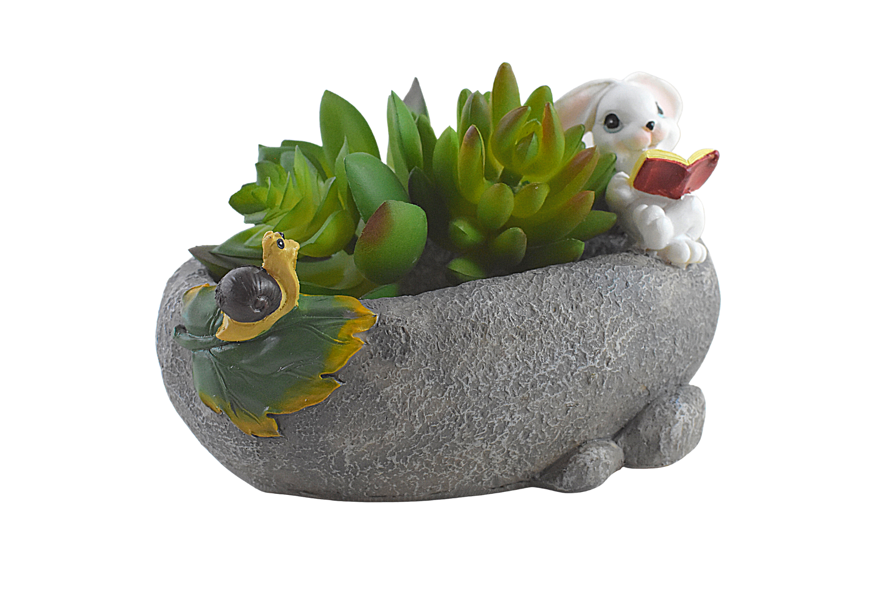 Cute Rabbit Reading Resin Succulent Pot - Deczo