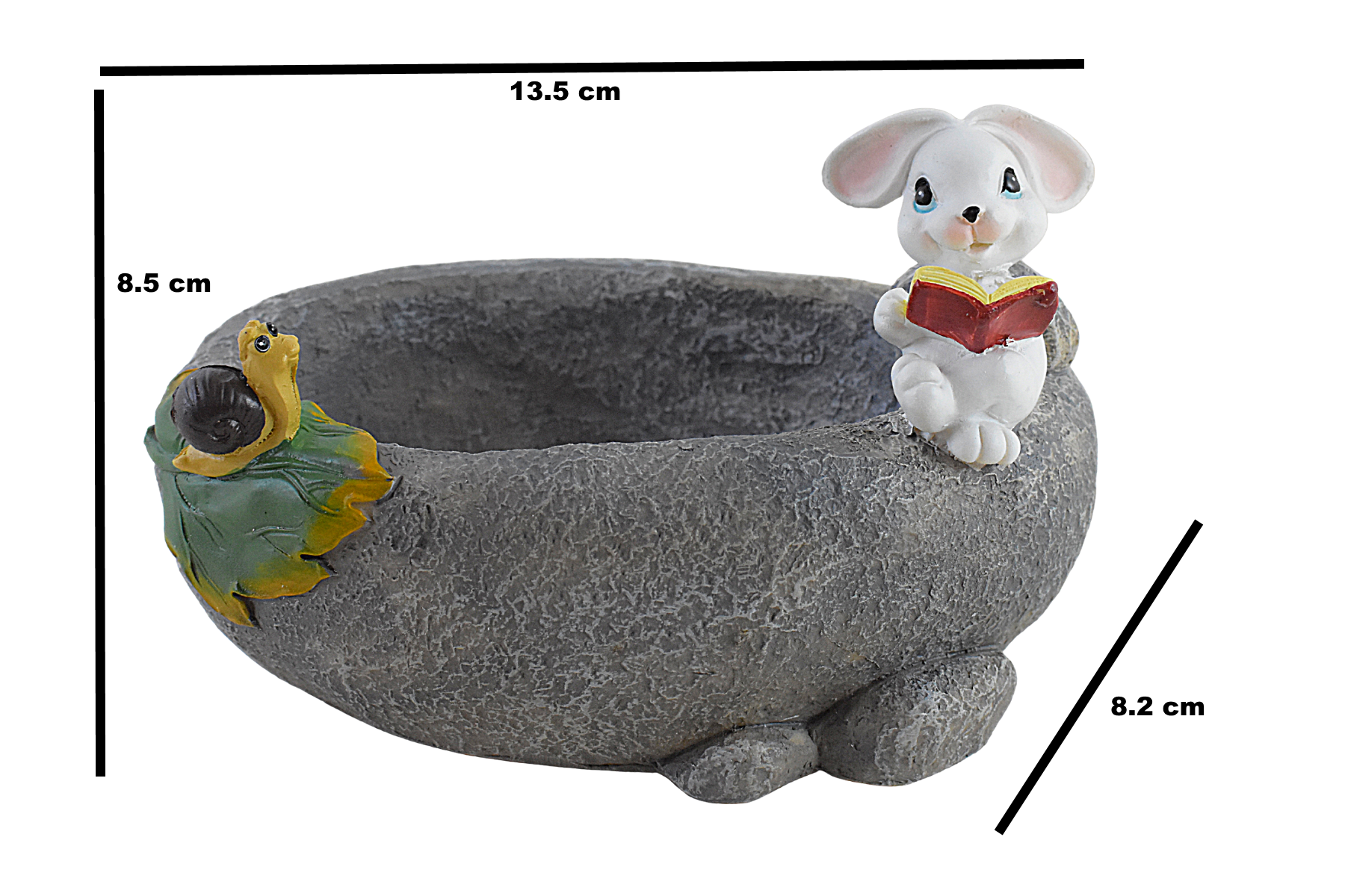 Cute Rabbit Reading Resin Succulent Pot - Deczo