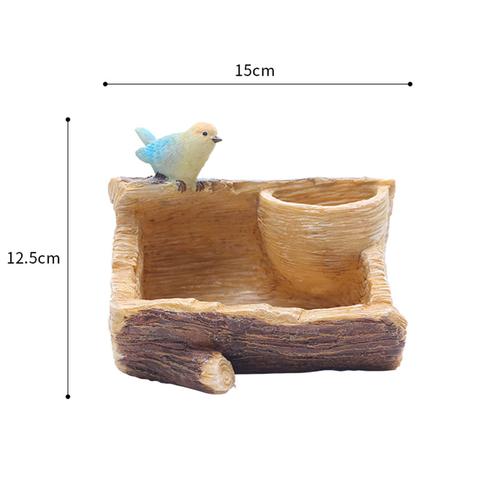 Perched Bird in Garden Resin Succulent Pot - Deczo