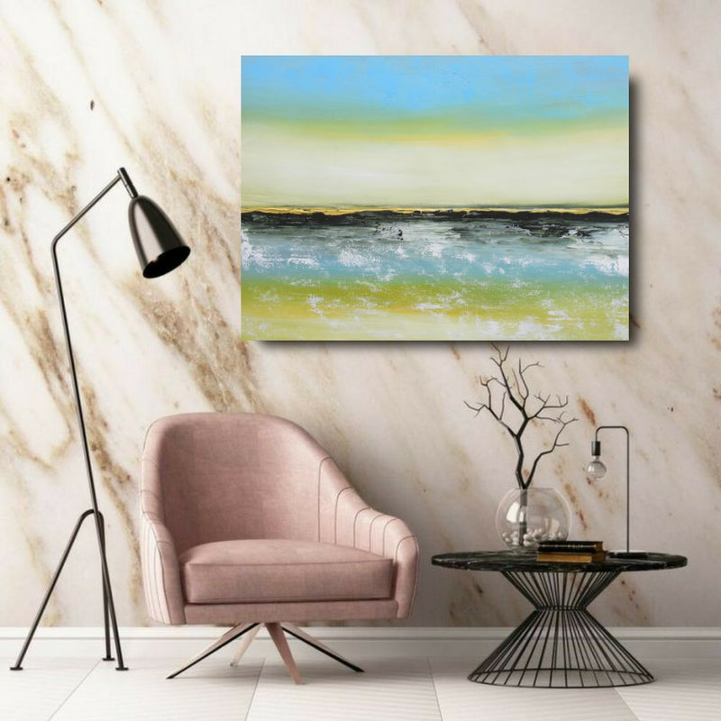 Blissful Seashore Handmade Acrylic on Canvas Abstract Wall Painting - Deczo
