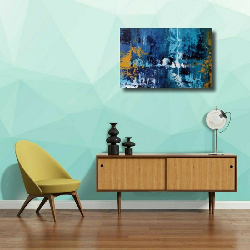 Depth of Blue Handmade Acrylic on Canvas Abstract Wall Painting - Deczo