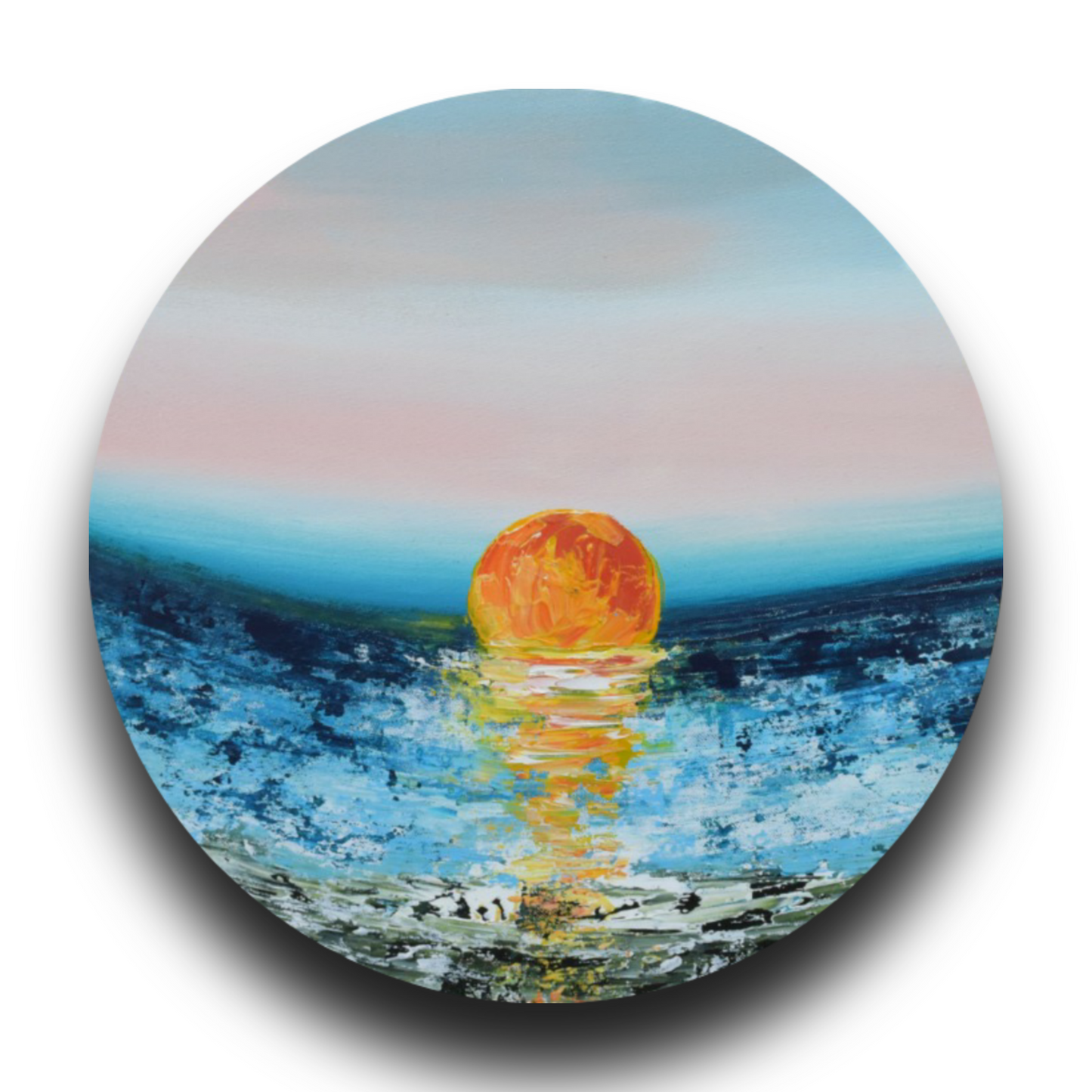 Morning, Acrylic on Canvas, Handmade, Round Wall Painting - Deczo