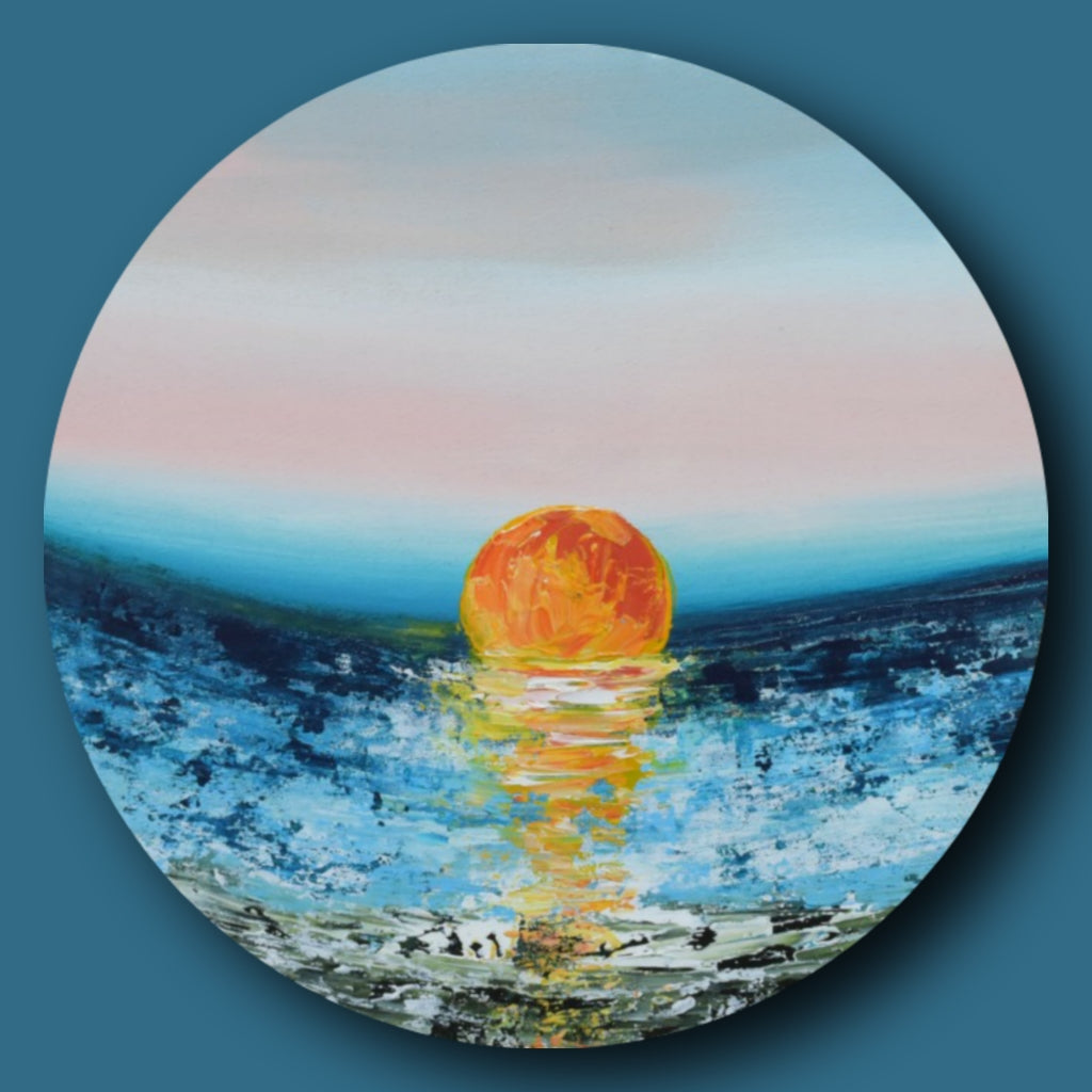 Morning, Acrylic on Canvas, Handmade, Round Wall Painting - Deczo