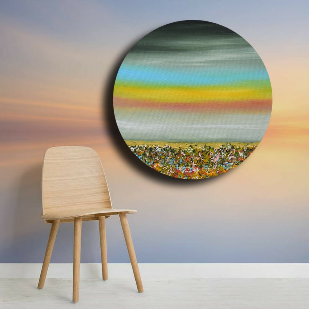 Deep Symphony, Acrylic on Canvas, Handmade, Round Wall Painting - Deczo