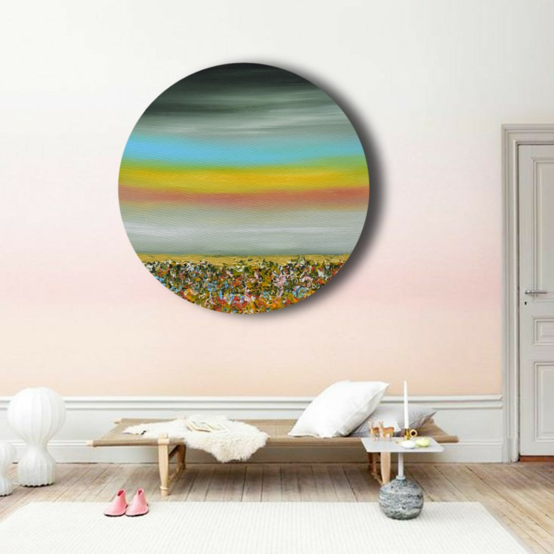 Deep Symphony, Acrylic on Canvas, Handmade, Round Wall Painting - Deczo