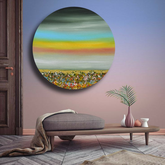 Deep Symphony, Acrylic on Canvas, Handmade, Round Wall Painting - Deczo