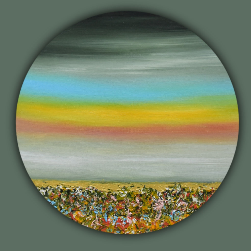Deep Symphony, Acrylic on Canvas, Handmade, Round Wall Painting - Deczo