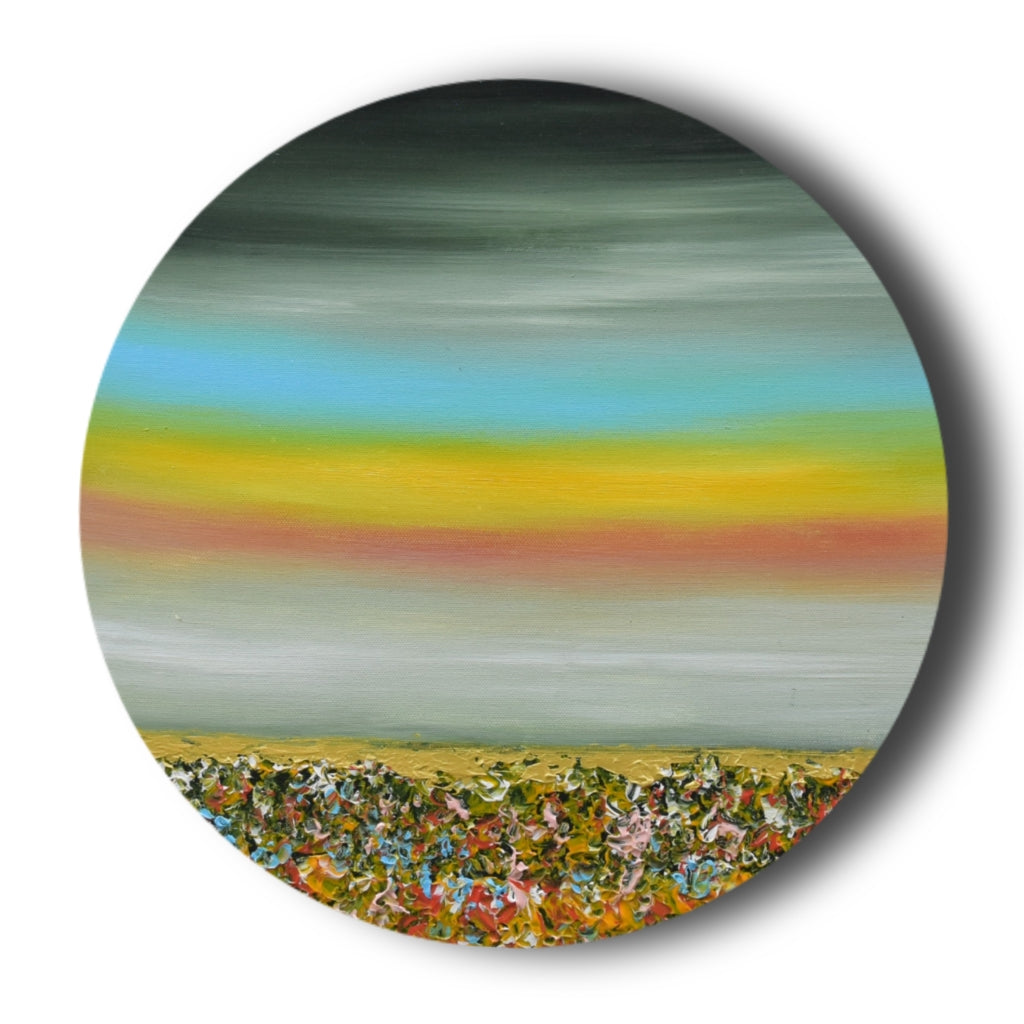 Deep Symphony, Acrylic on Canvas, Handmade, Round Wall Painting - Deczo
