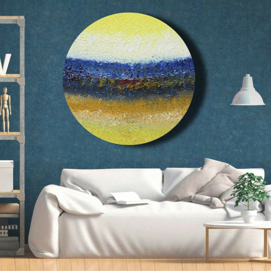 Deep Symphony 2, Acrylic on Canvas, Handmade, Round Wall Painting - Deczo