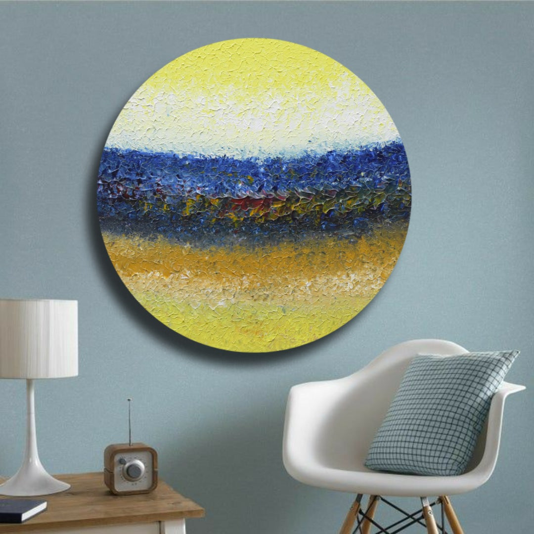 Deep Symphony 2, Acrylic on Canvas, Handmade, Round Wall Painting - Deczo