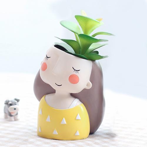 Relaxing Girl Resin Succulent Pot - Deczo