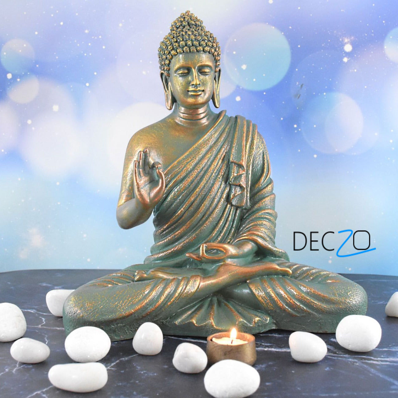 Antique Look Rustic Golden Meditating Buddha - Deczo