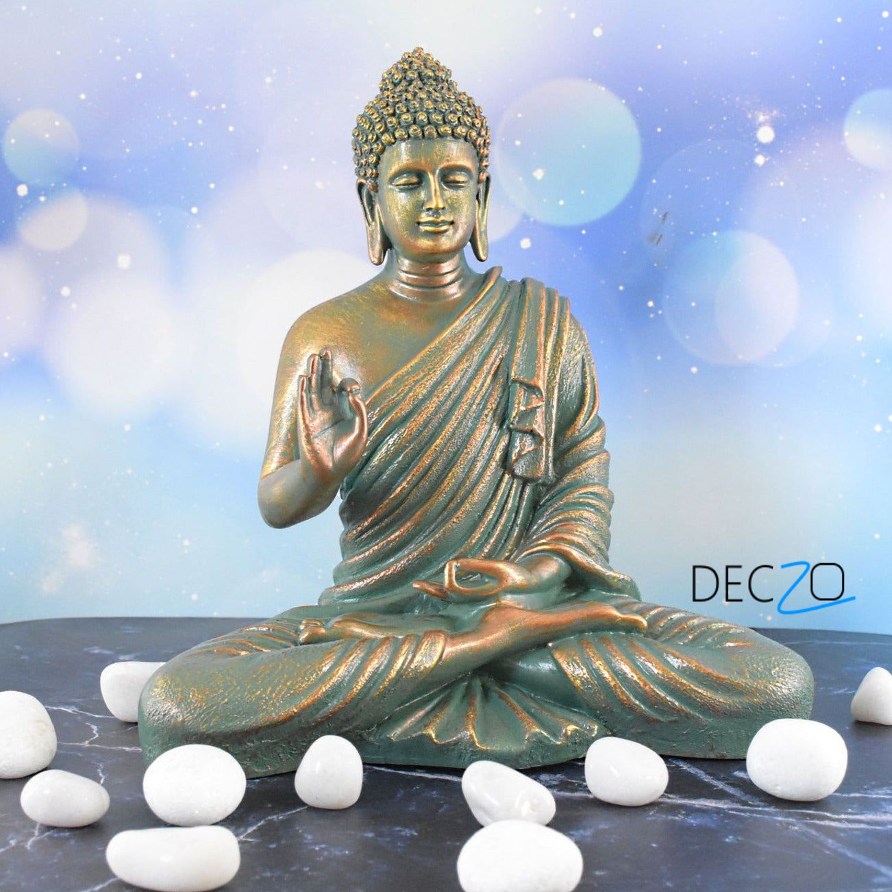 Antique Look Rustic Golden Meditating Buddha - Deczo