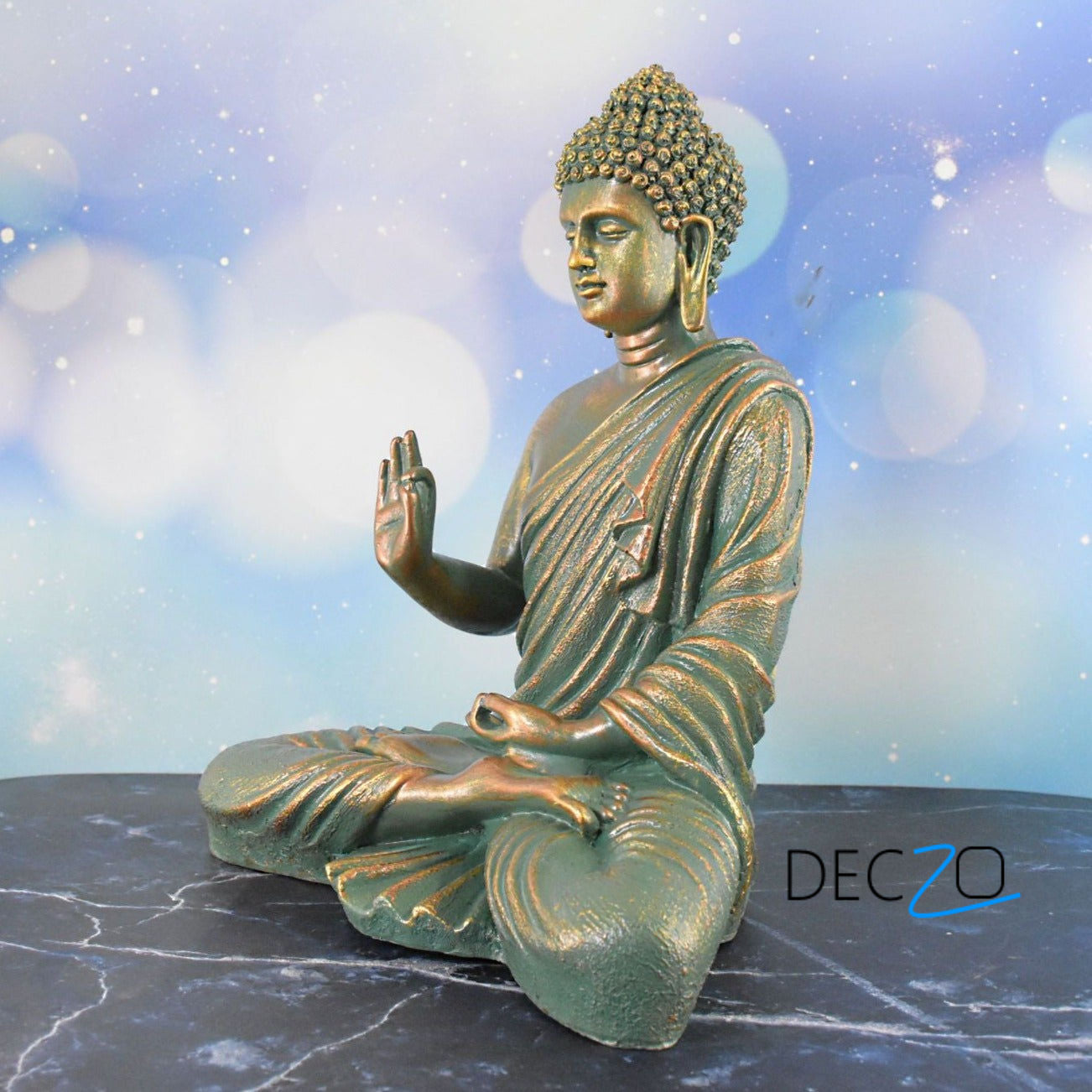 Antique Look Rustic Golden Meditating Buddha - Deczo