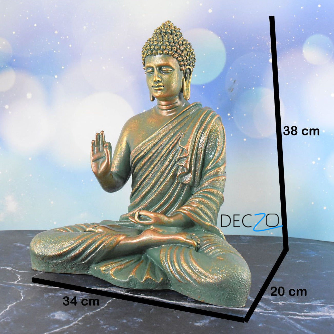 Antique Look Rustic Golden Meditating Buddha - Deczo