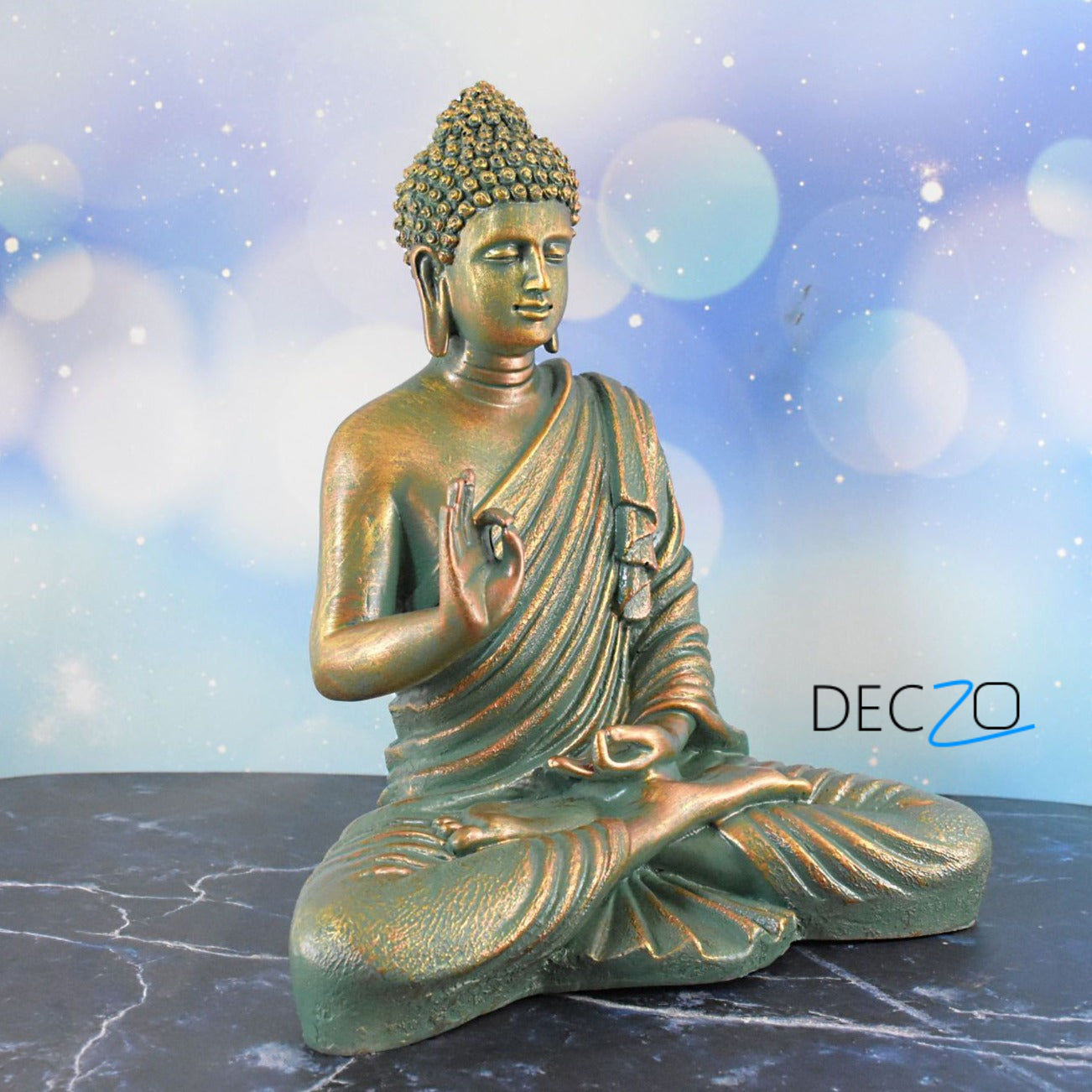 Antique Look Rustic Golden Meditating Buddha - Deczo