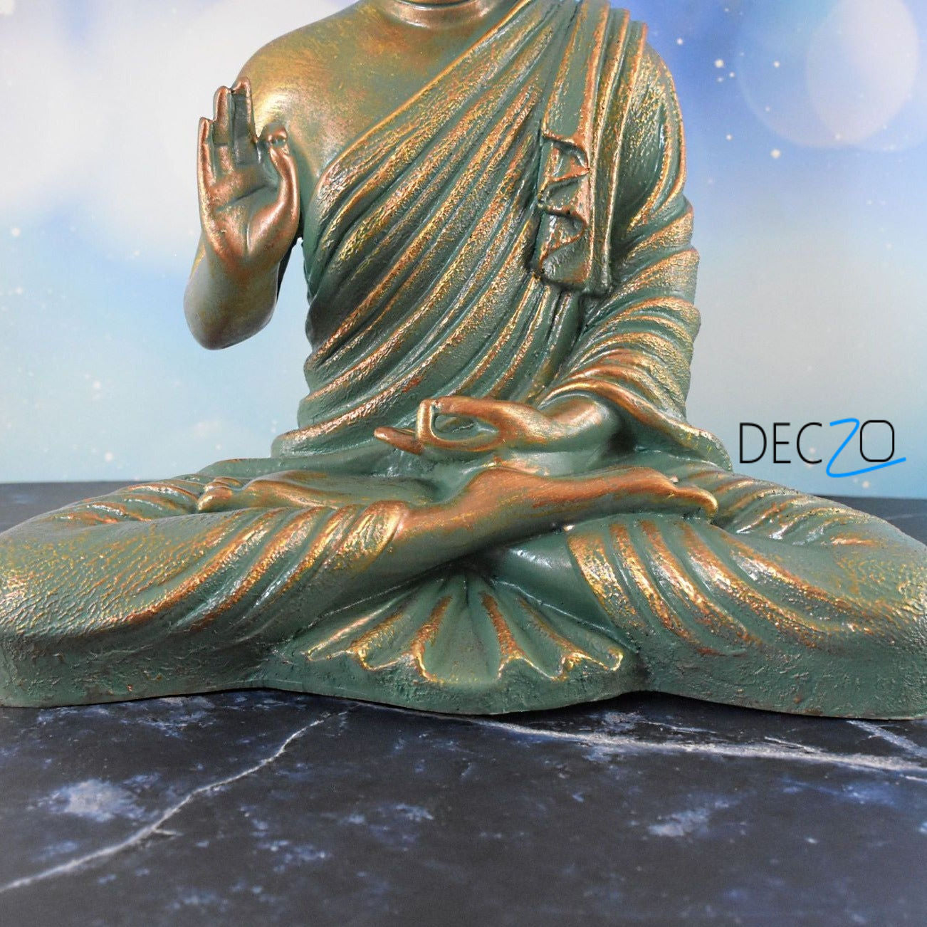 Antique Look Rustic Golden Meditating Buddha - Deczo