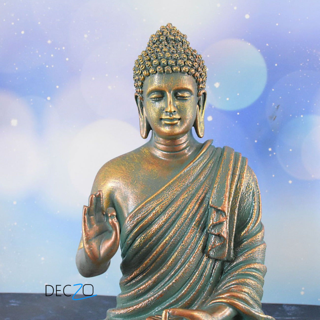 Antique Look Rustic Golden Meditating Buddha - Deczo