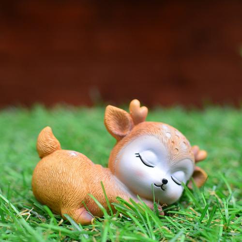 Miniature Sleeping Baby Deer  For Table Decor,Garden - Deczo