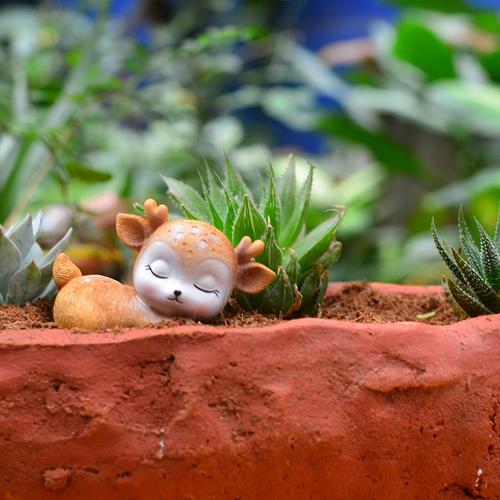 Miniature Sleeping Baby Deer  For Table Decor,Garden - Deczo